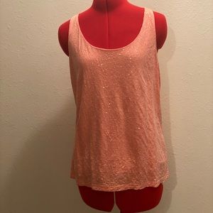 Talbots peach sorbet color sequins tank blouse